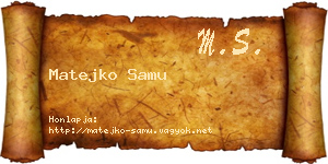 Matejko Samu névjegykártya